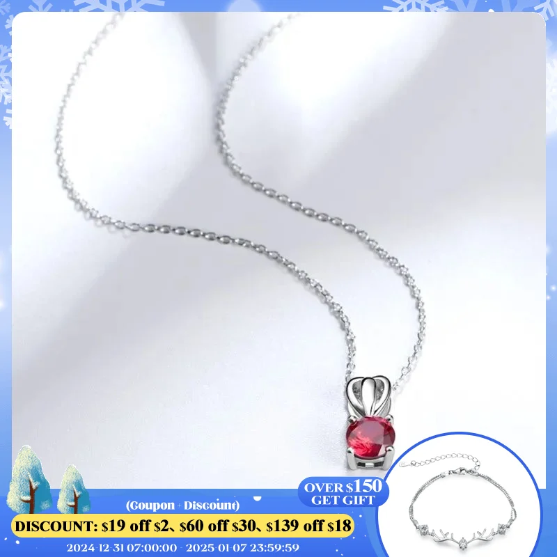 Ruby 925 Sterling Silver Pendant Round 1 Carat Ruby Corundum Sapphire Only Pendant,without Necklace Please purchase additional