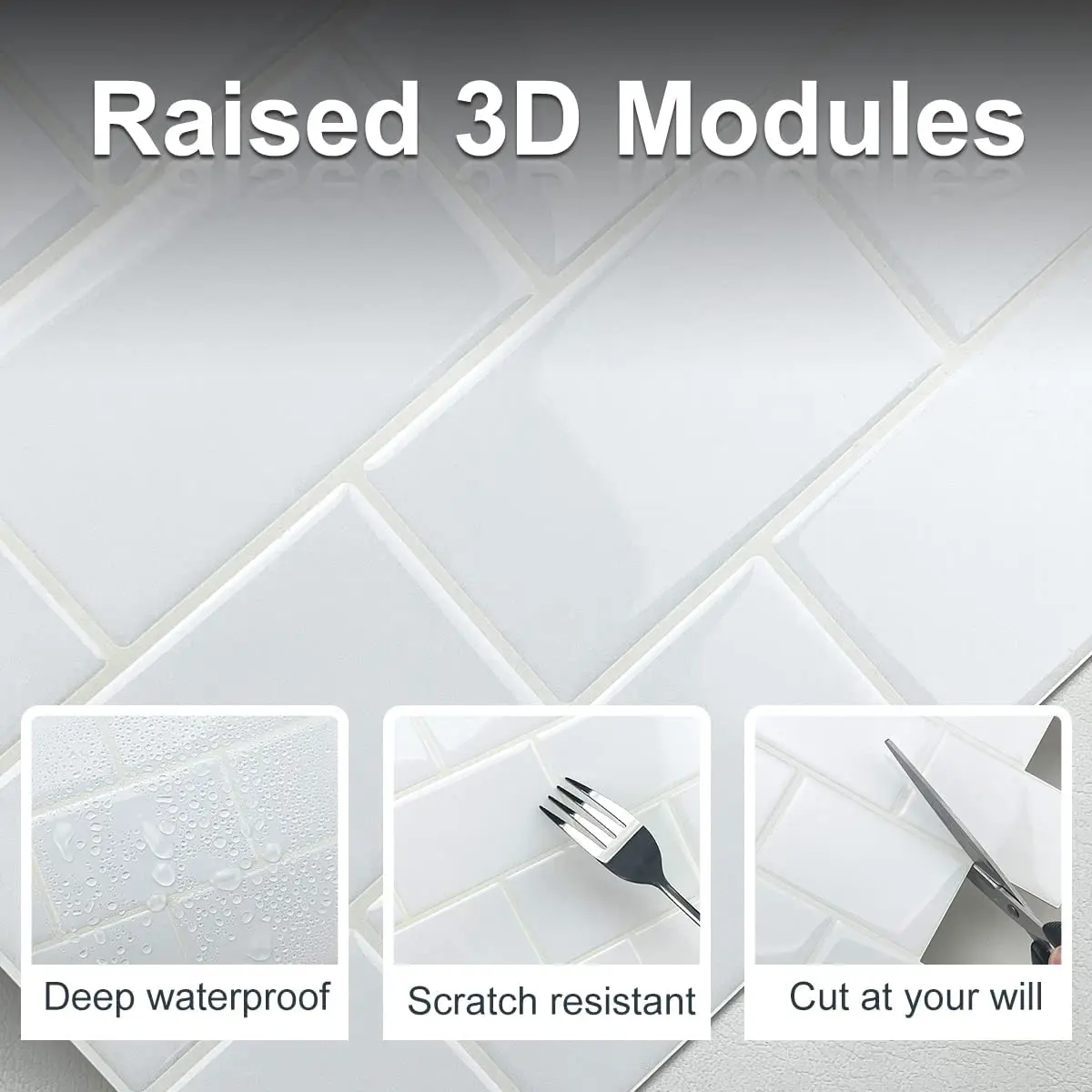 10/20 Sheets Ghana Decorate Subway Wall Stickers 3d Brick Vinyl Wallpaper Peel and Stick Bathroom Kitchen Backsplash Wall Decals