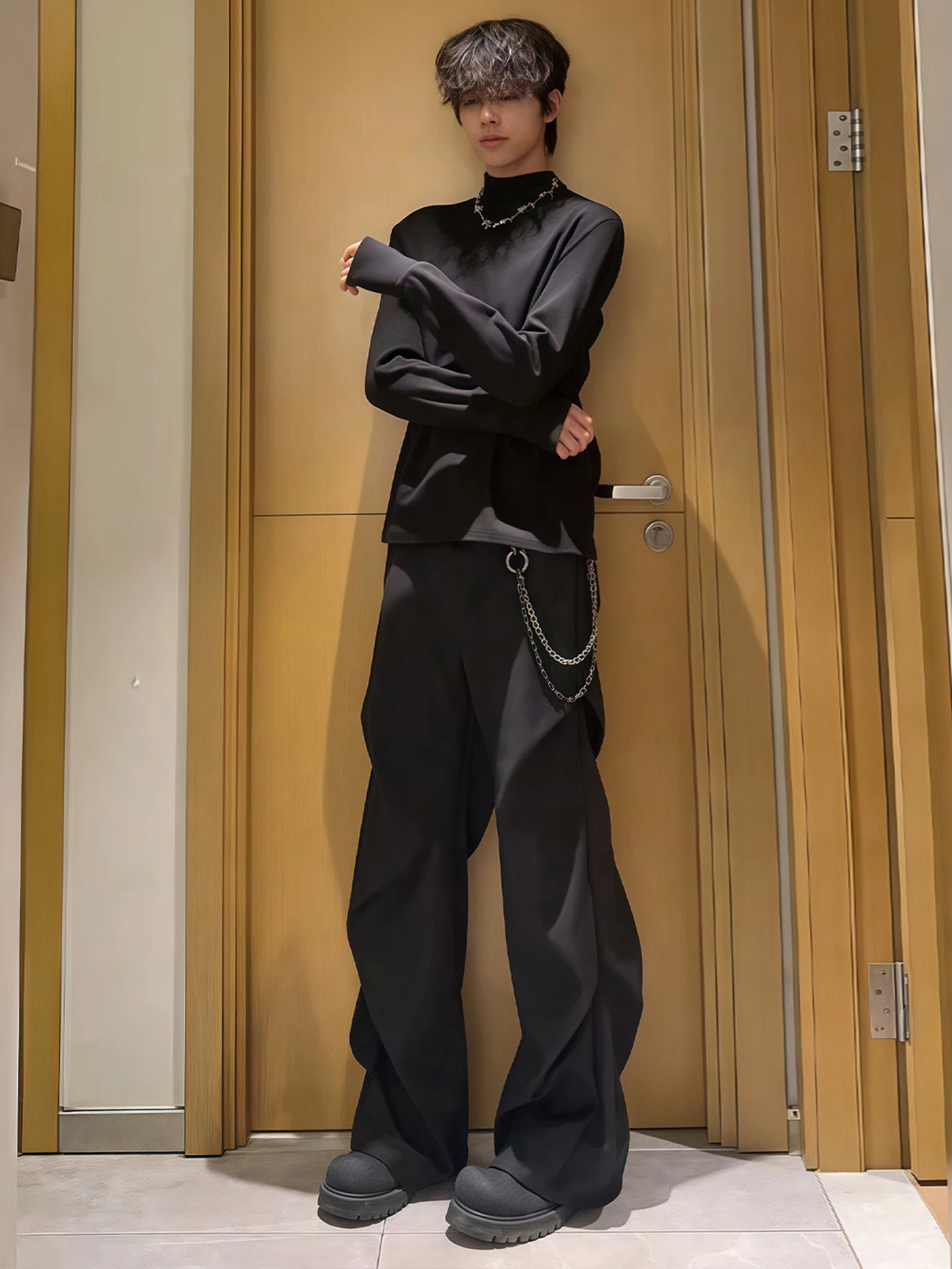 

Мужские повседневные брюки Bla с плиссировкой, прямого кроя, струящиеся, с эффектом высокого качества, в западном стиле, Cleanfit, для отдыха, прямые