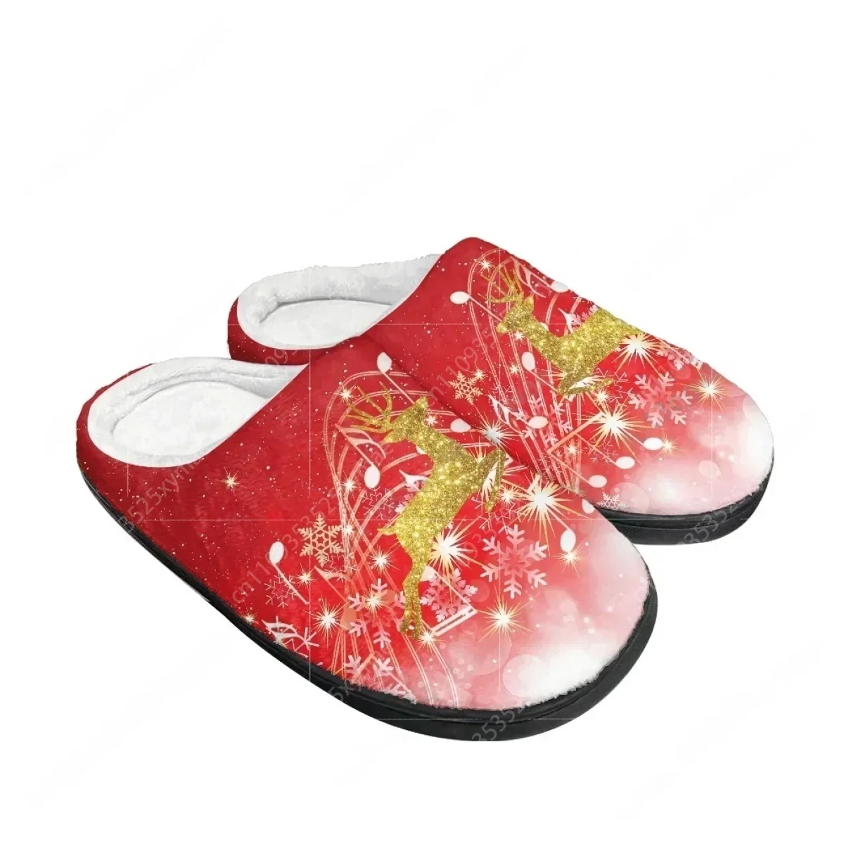 Christmas Lace Up Shoes Shiny Elk Skeleton Gingerbread Man Home Cotton Slippers Mens Womens Teenager Plush Keep Warm Slipper - view 2