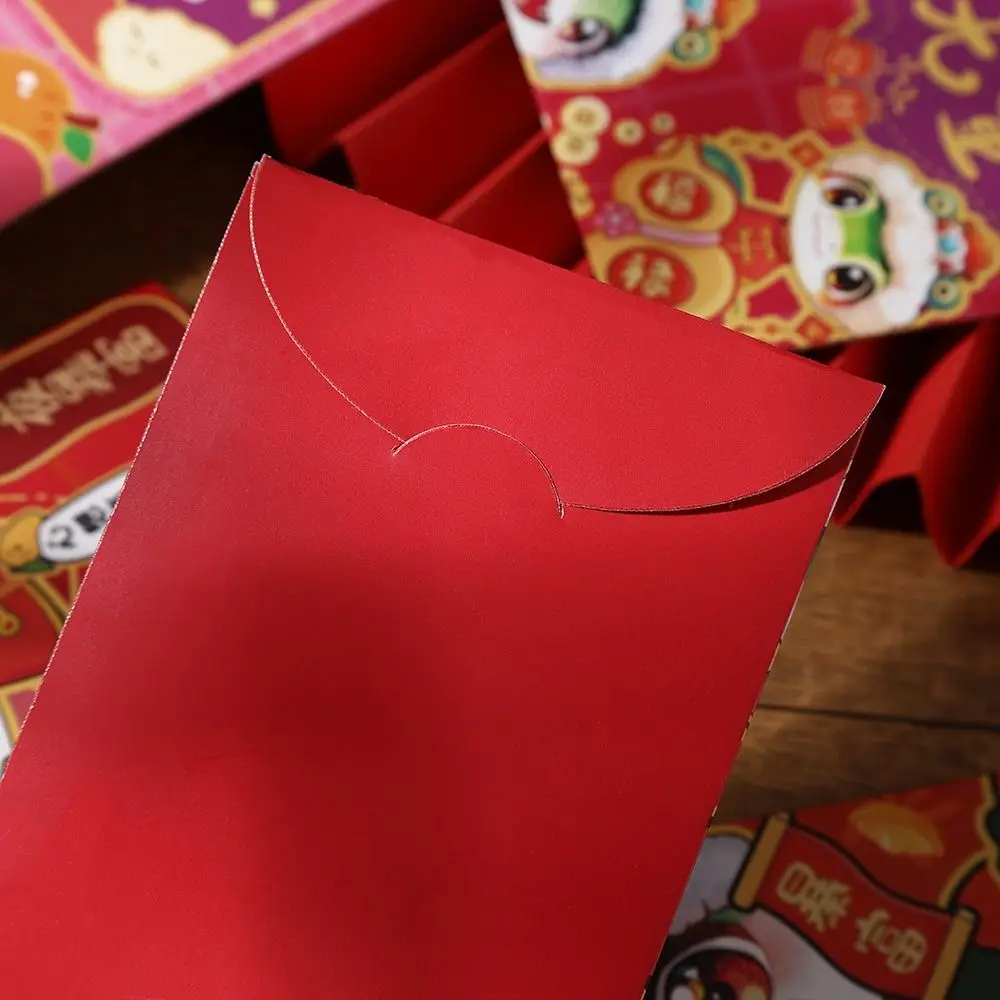 6 buah Paket uang keberuntungan Hongbao, kreatif lucu Cina Tahun Baru amplop merah berkat Hongbao Bonus saku keberuntungan tradisional