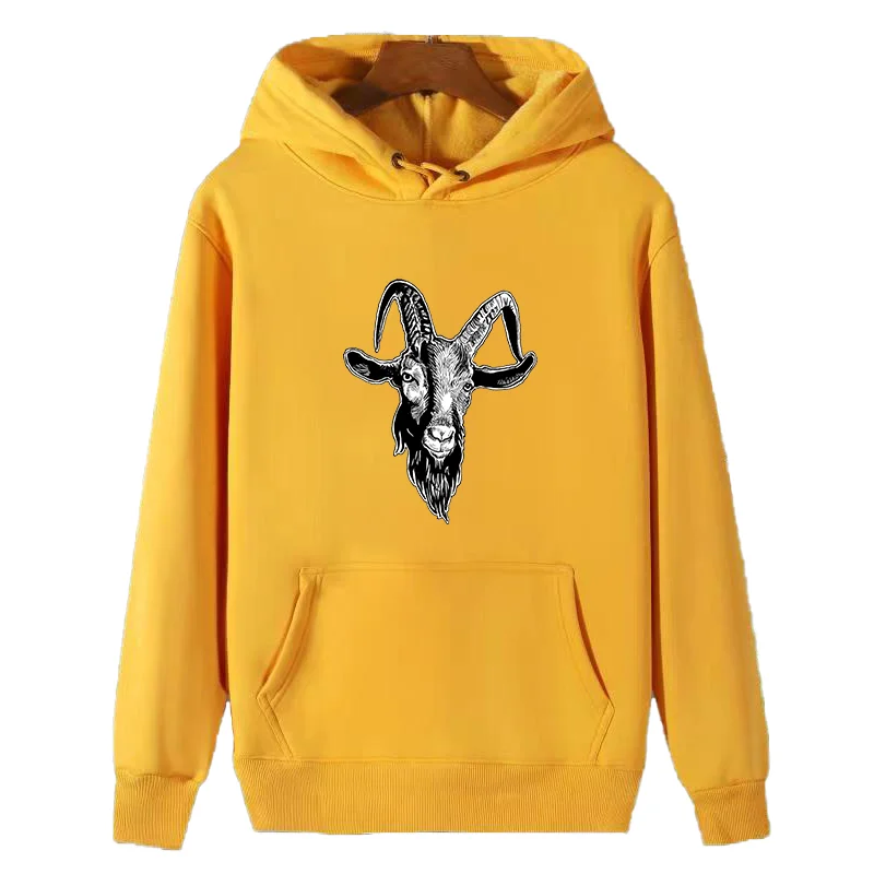 Witch Satan Goat Devil  Fashion Graphic Hooded Sweatshirts Winter Thick Sweater Hoodie Essentials Fleece Hoodie Men's Sportswear