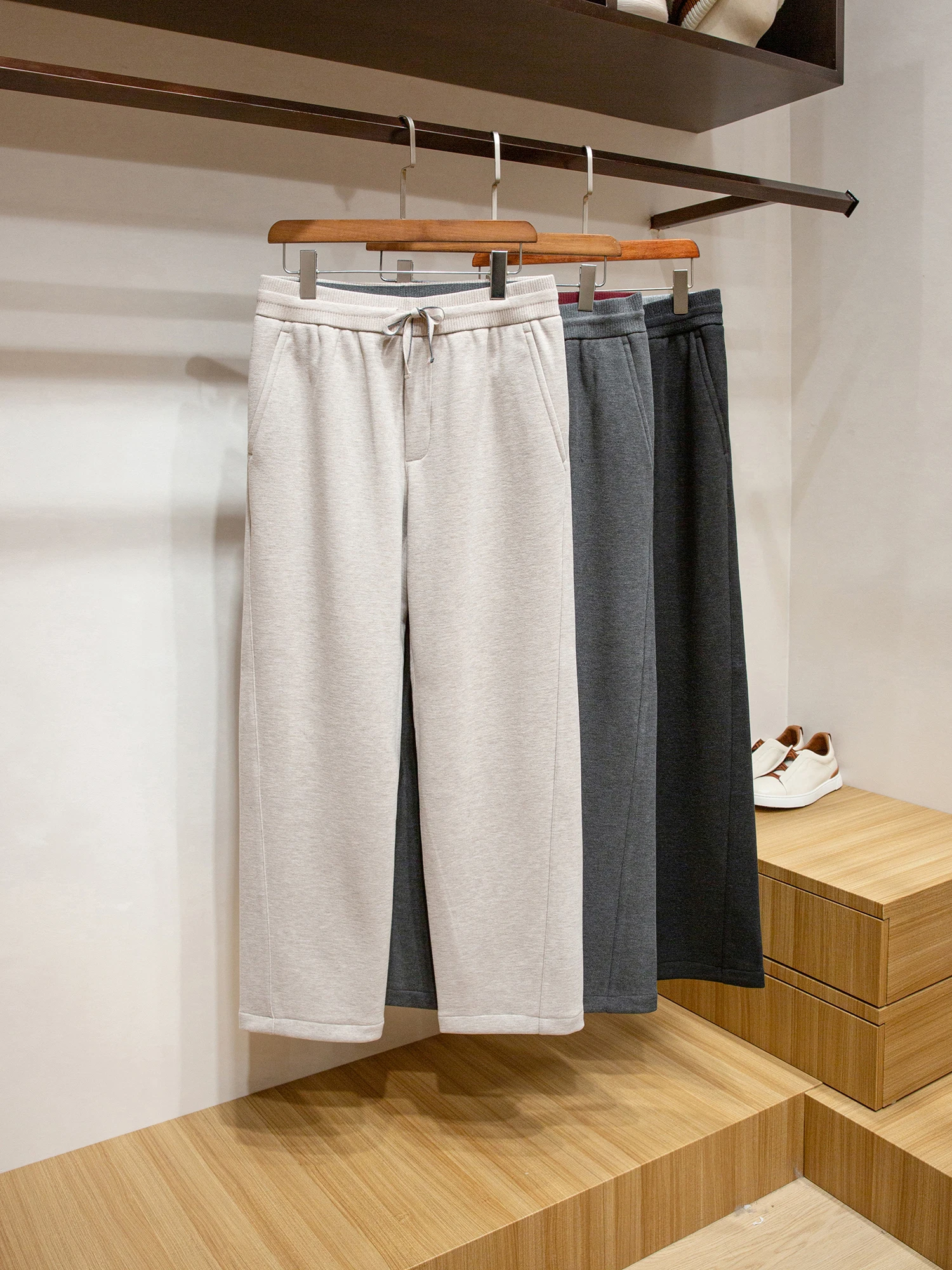 

Мужские зимние теплые брюки из ацетатной шерстяной смеси с флисовой подкладкой, прямого кроя, для бега, в городском стиле, бренд Dploid