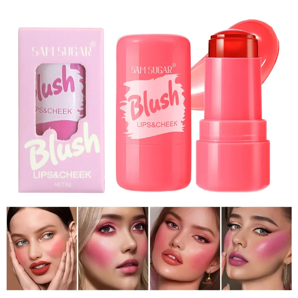 Long Lasting Jelly Blush Stick 4 Colors Multi Function Matte Lip Balm Moisturize Brighten Eyeshadow 3 in 1 Lip Gloss Makeup