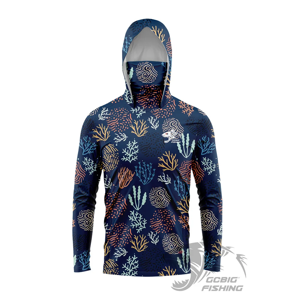 

Sea Fishing Fishing Hoodie Men Long Sleeve Anti-Uv Sun Protection Hoodies Face Mask Apparel Hunting Jungle Camouflage T-shirts