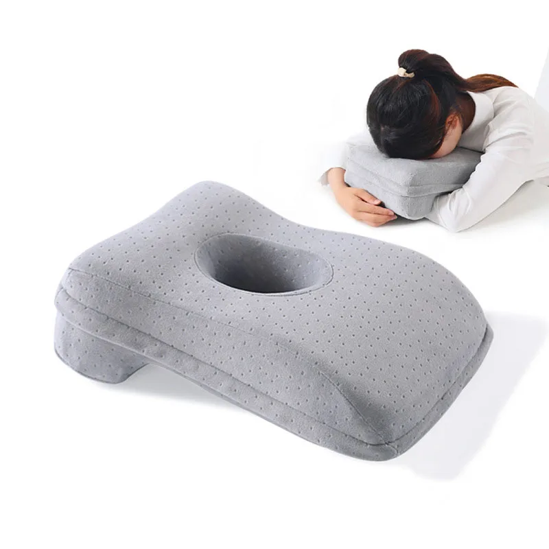Nordic Solid Nap Pillow for Office Classroom Sleeping Memory Cotton Rebound Neck Pillow Detachable Breathable Waist Cushion