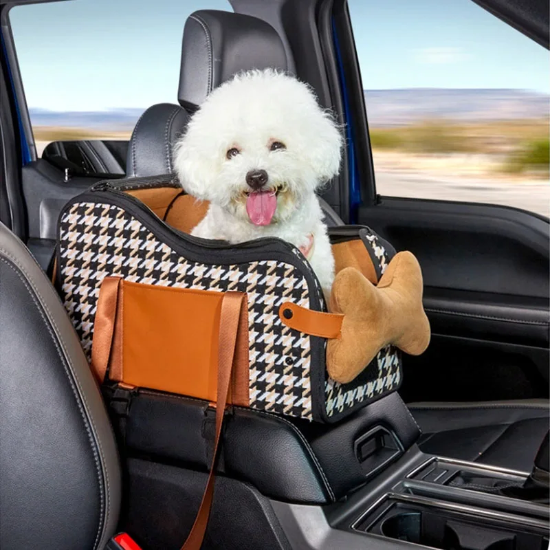 

Portable Pet Dog Car Seat Central Control Dog Carrier Non-slip Safe Car Armrest Box Booster Bed For Small Dogs Cats Puppy Travel