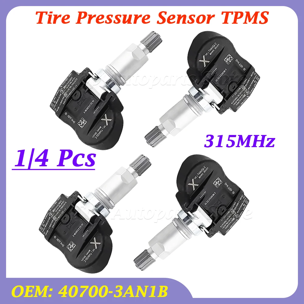 1/4Pcs TPMS Tire Pressure Sensor 315MHz 40700-3AN1B For Nissan Leaf Sentra Versa Versa Note