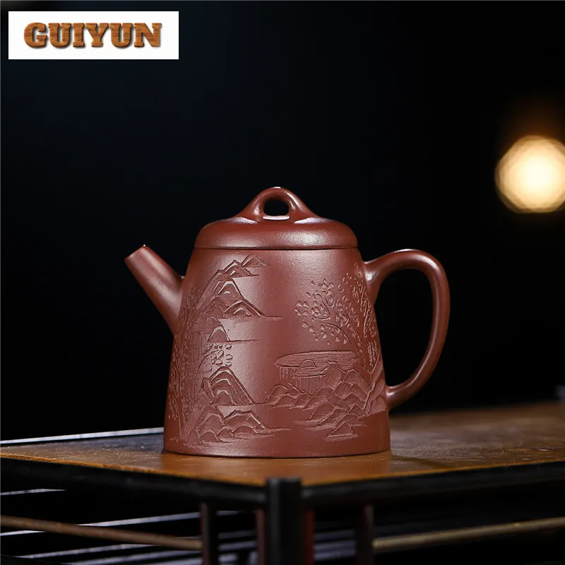 Two Types Of Luxury Yixing Purple Clay Teapots Artists Handmade High Qin Quan Pot Raw Ore Mud Tea Soaking Kettle Zisha Tea Set