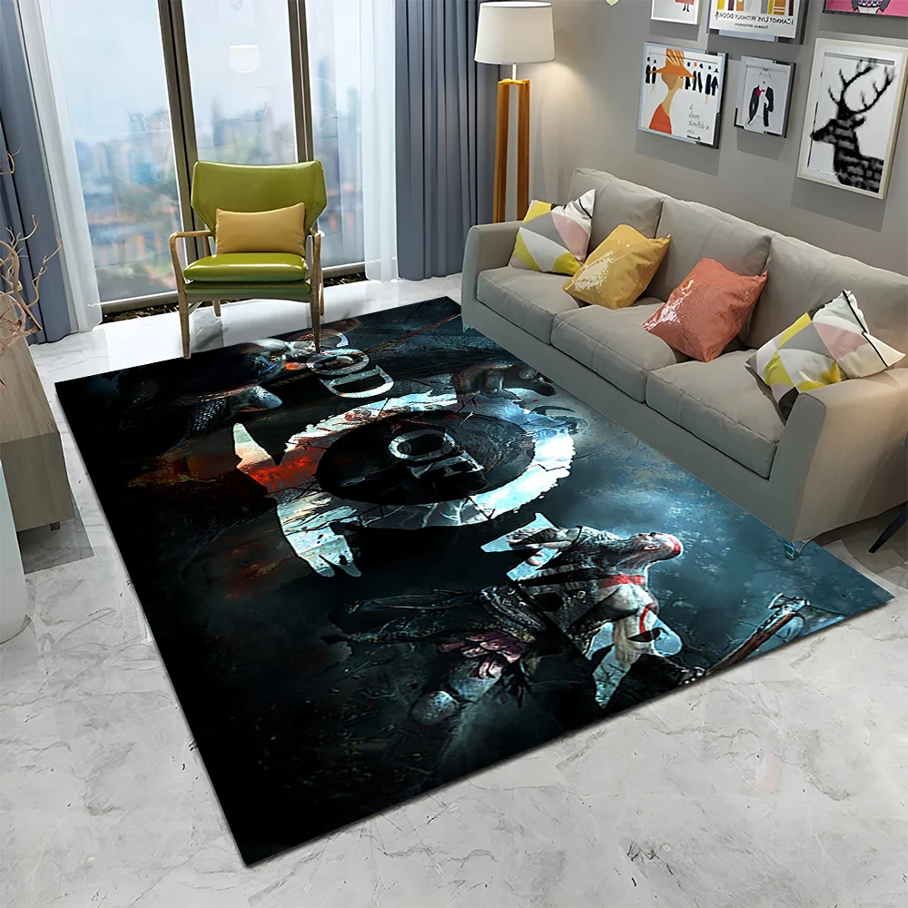 3D God of War Games Gamer Kratos HD Carpet Rug for Home Living Room Bedroom Sofa Doormat Decor,kids Area Rug Non-slip Floor Mat