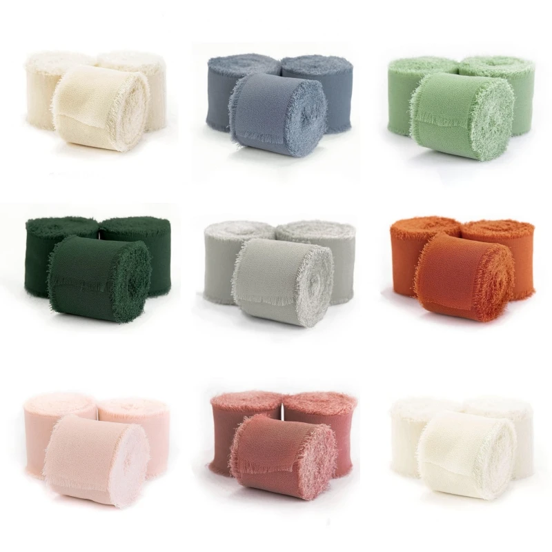5m/Roll 4cm Frayed Edged Satin Chiffon Silk Ribbon For DIY Crafts Handmade Bowknot Gift Wrapping Wedding Christmas Party Decor