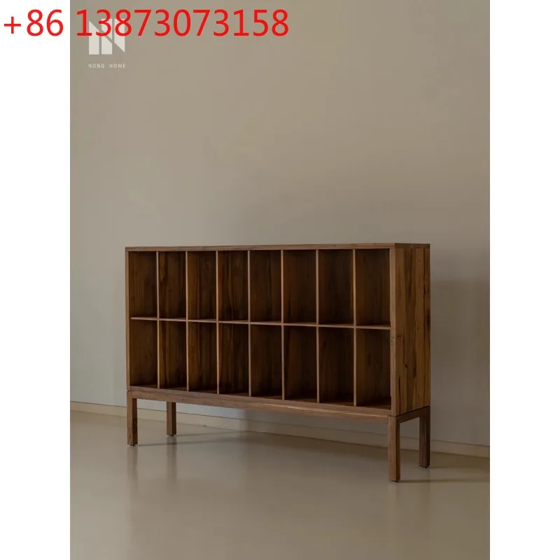 

Modern wabi-sandy wind solid wood multi-grid storage shelf bookshelf study single bookcase simple storage cabinet