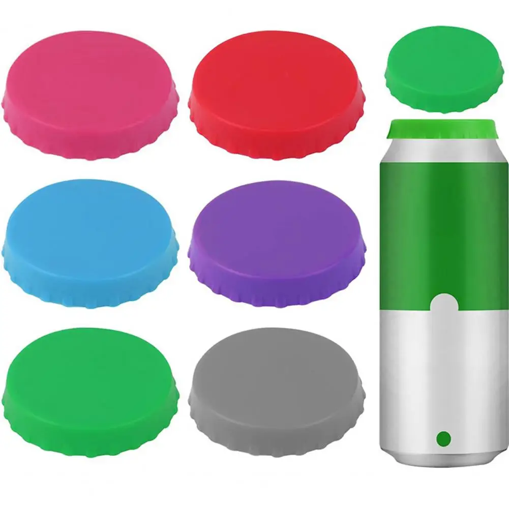 2 Pcs 6.5cm Bottle Cover Silicone Can Lid Cover Leak-Proof Soda Beer Bottle Stoppers Multi-color Cap For Refrigerator Outdoor