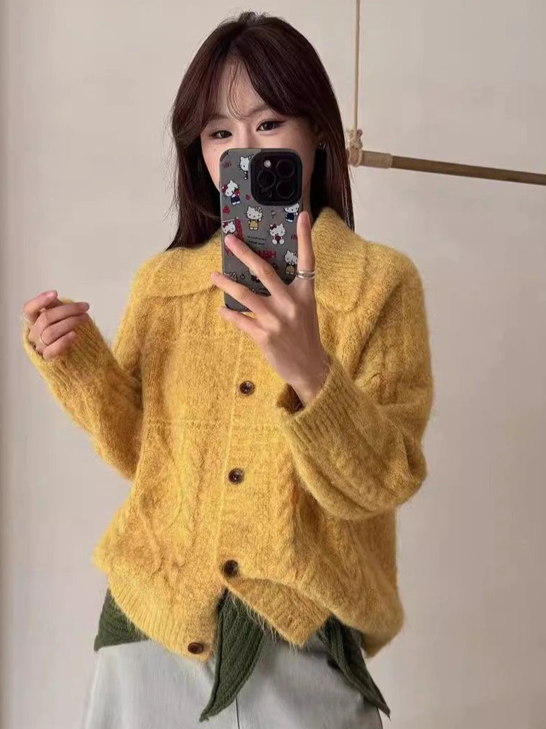 Loose Women's Knitted Open Cardigan Casual Style Versatile Comfortable Fit Spring Autumn White Enhancing Lazy Style Sweater J...