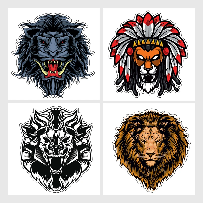 

S40755# Various Sizes Self-adhesive Decal Lion With long Fangs Car Sticker Waterproof Auto Decors on Bumper Rear Window