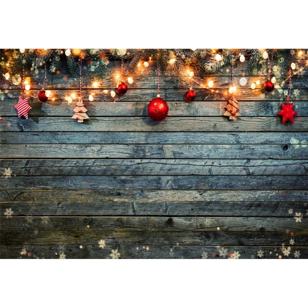 Christmas Wood Board Backdrop Holly Leaves Gifts Xmas Baby Shower Kids Family Portrait Photography Background Decor Photo Studio