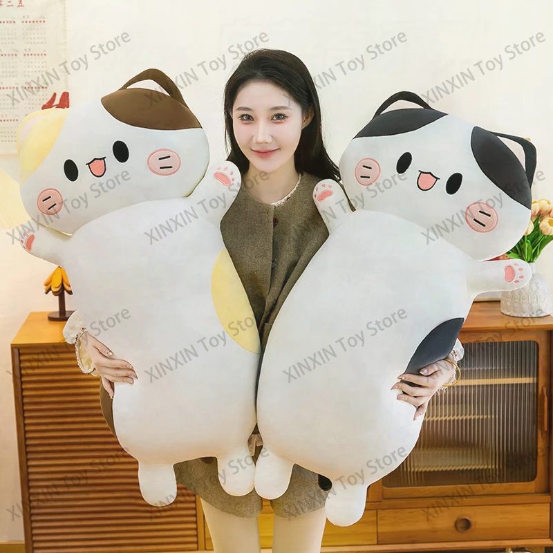 

Kawaii Stuffed Doll Tri-Color Fat Long Cat Plush Toy Cylinder Cat Pillow Cute Anime Stuffed Animal Birthday Gift for Kids and