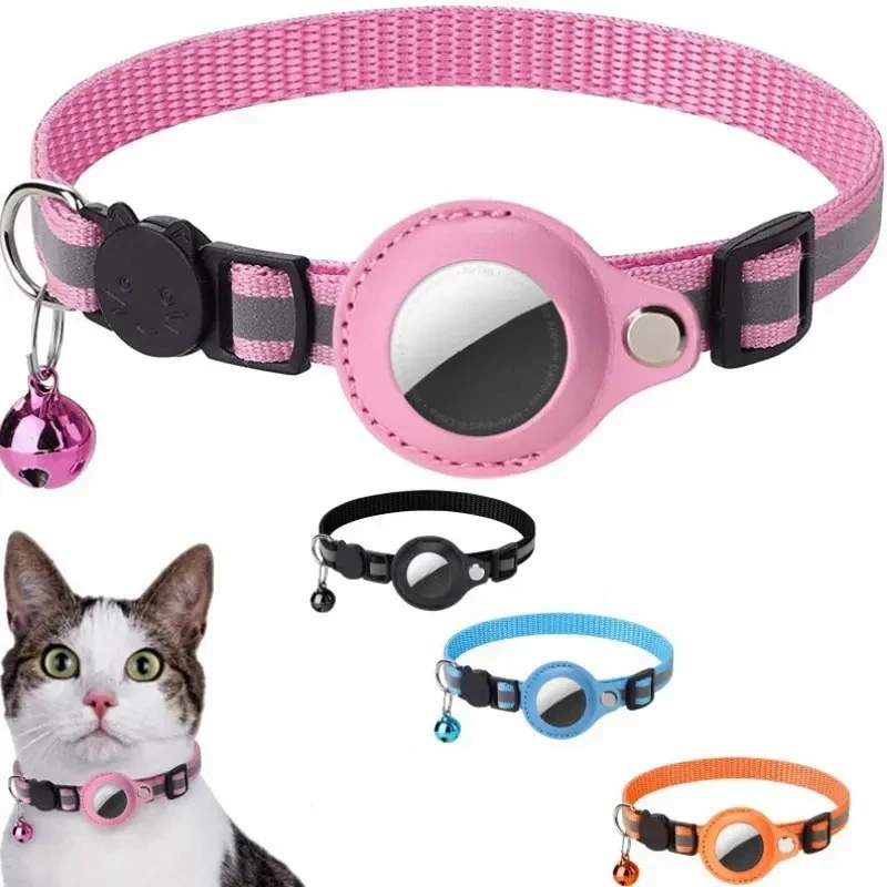 Airtag cat collar adjustable footprint print pet safety reflective necklace with Bell for anti lost with AIRTAG holder accessory