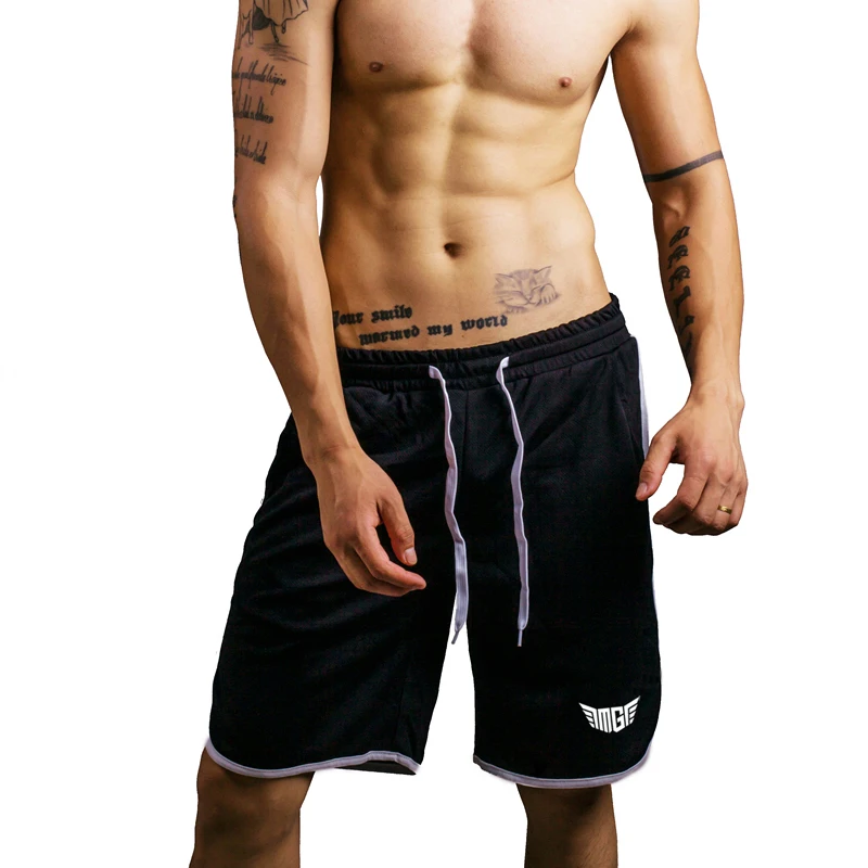 Mens Fitness Running basketball Shorts Polyester Mesh Quick Dry Gym Workout Drawstring Weight Lifting Bodybuilding Joggers Beach