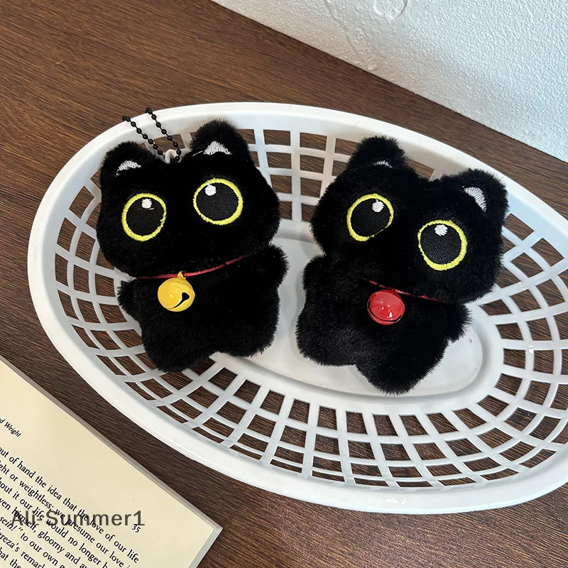 【E】Cool Pluche Zwarte Kat Pop Speelgoed Sleutelhanger Tas Hanger Charms Auto Sleutelhanger Accessoires Voor Vrouwen Koppels Kawaii Gift