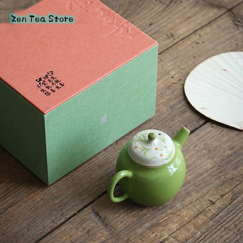 Green Apple Green Hand-painted Ceramic Small Teapot Lovely Small Fresh Teapot Home Girl One Pot