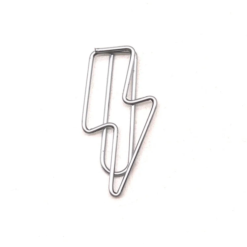100 Pcs Lightning-Shaped Paper Clips - Metal Paperclips Set For Office, School File Organization, Desktop,Party Decor