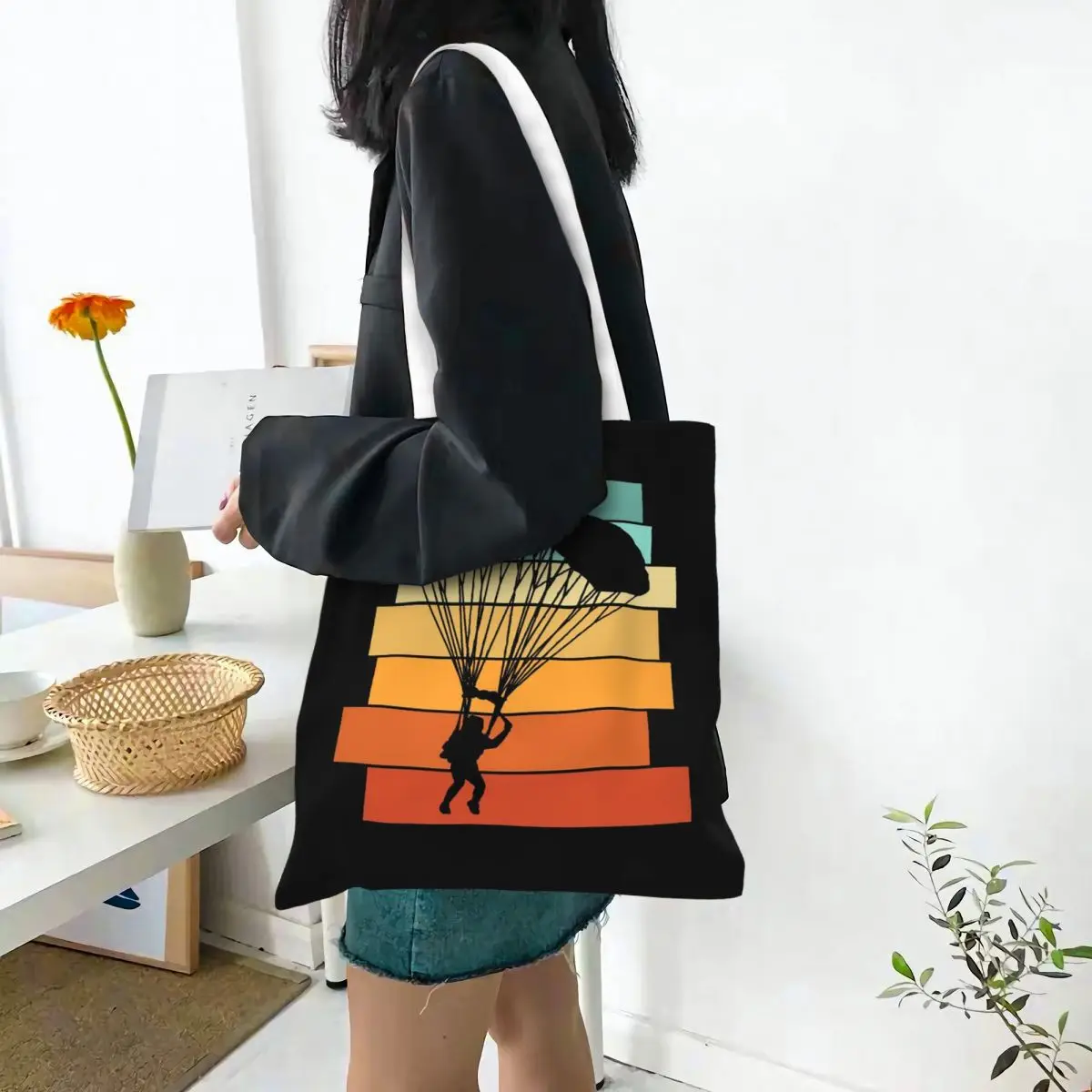 Paragliding Boodschappentassen Dames Canvas De draagtas Opvouwbare dames schoudertas Reishandtas