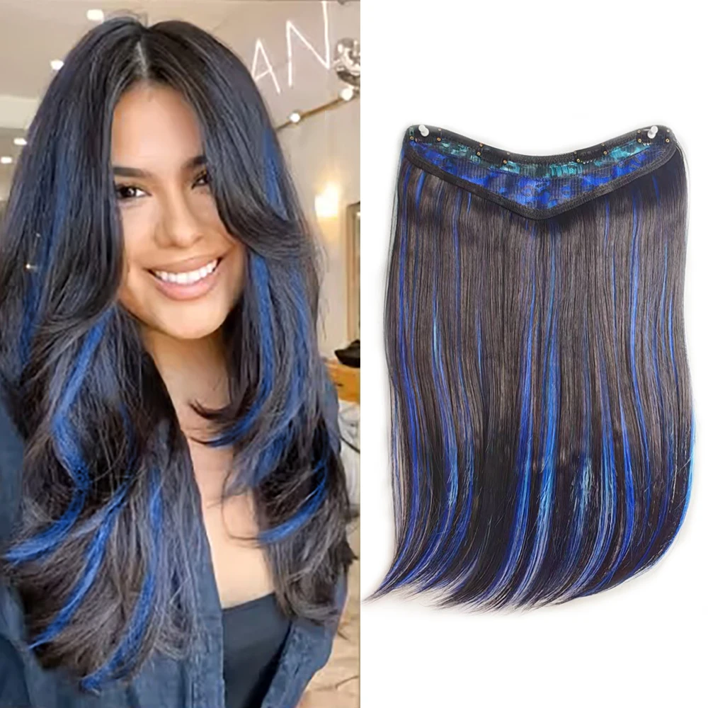 

18-дюймовые V-образные накладные пряди для волос, многослойные, придают объем. Изготовлены из синтетического волокна, для женщин.