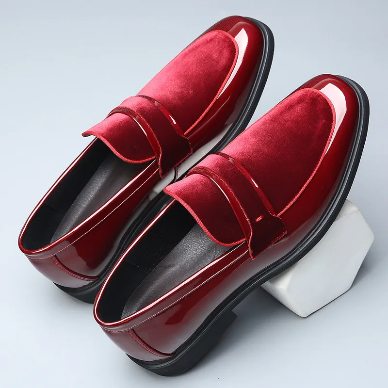 Luxury Trend Designer New Men's Red Pointed Suede Leather Wedding Shoes Male Pe… - Image 3