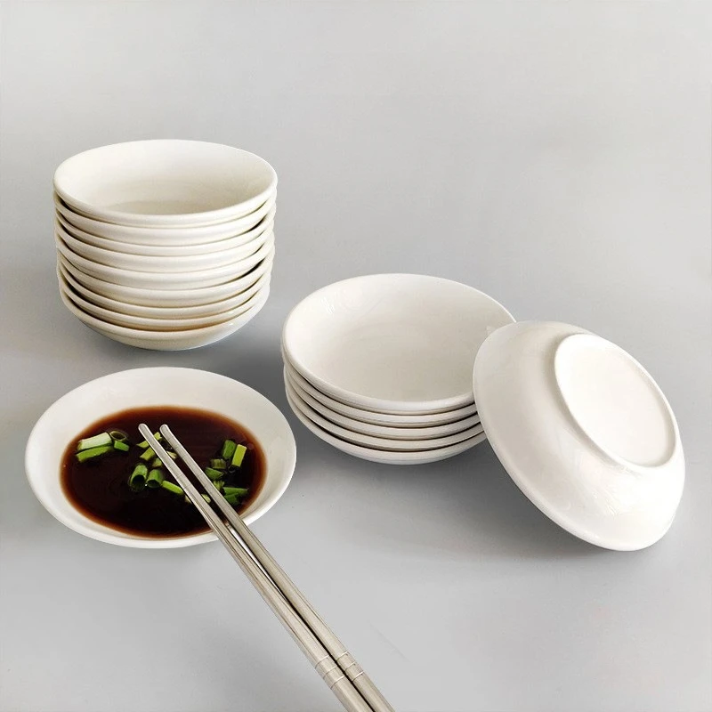Pure White Ceramic Small Plate White Porcelain Dipping Sauce Plate Soy Sauce, Vinegar, Mustard Seasoning Dish Home Tableware