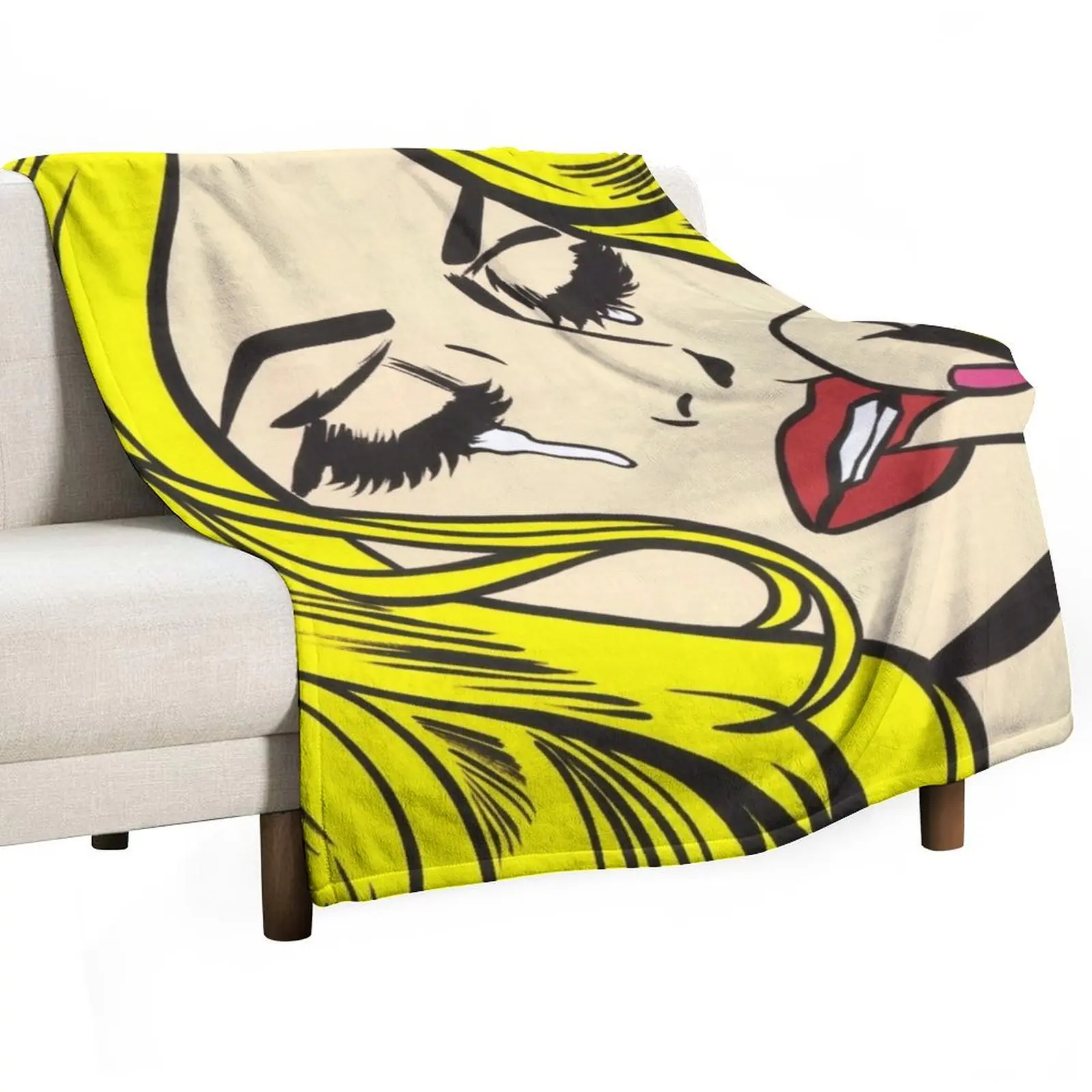 Blonde Crying Comic Girl Throw Blanket Soft Decorative Sofa Blankets