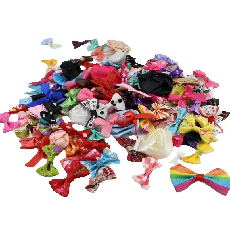 30 pcs/lot Mix ribbon bows / Flower  Small size Polyester Satin ribbon Bow Decoration Love mini bows for crafts mariage