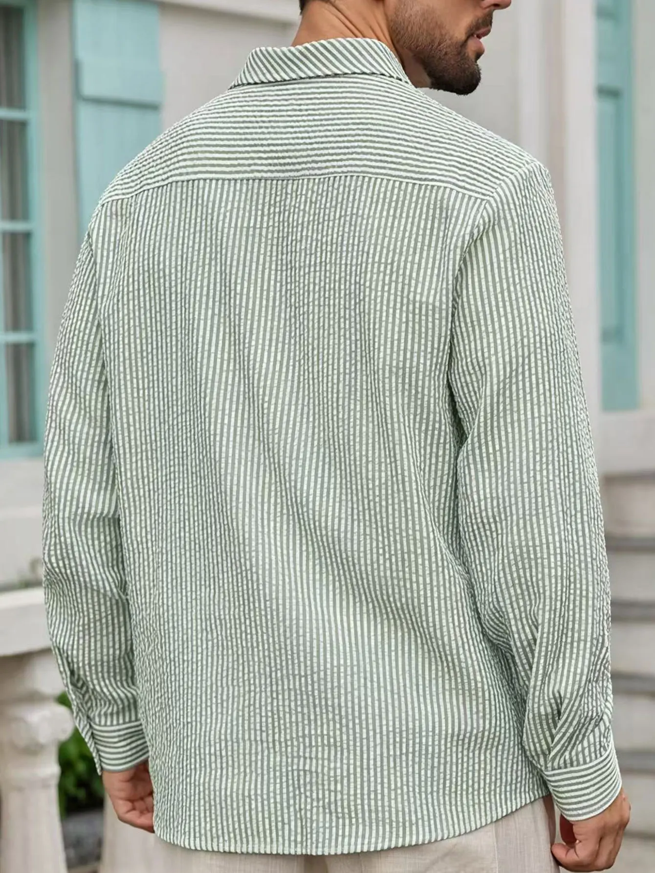Herren Langarm-Streifenhemd mit Lockerem Schnitt Stilvolle Bequeme Freizeitkleidung für Alle Jahreszeiten Ideal für Outdoor-Aktivitäten – Detail 26