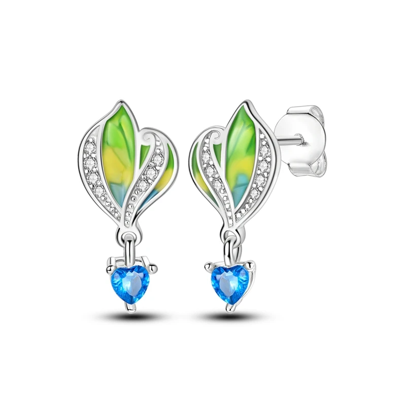 

925 Sterling Silver Earrings Women Sparkling Glazed Butterfly Stud Earring For Anniversary Wedding Jewelry Gifts
