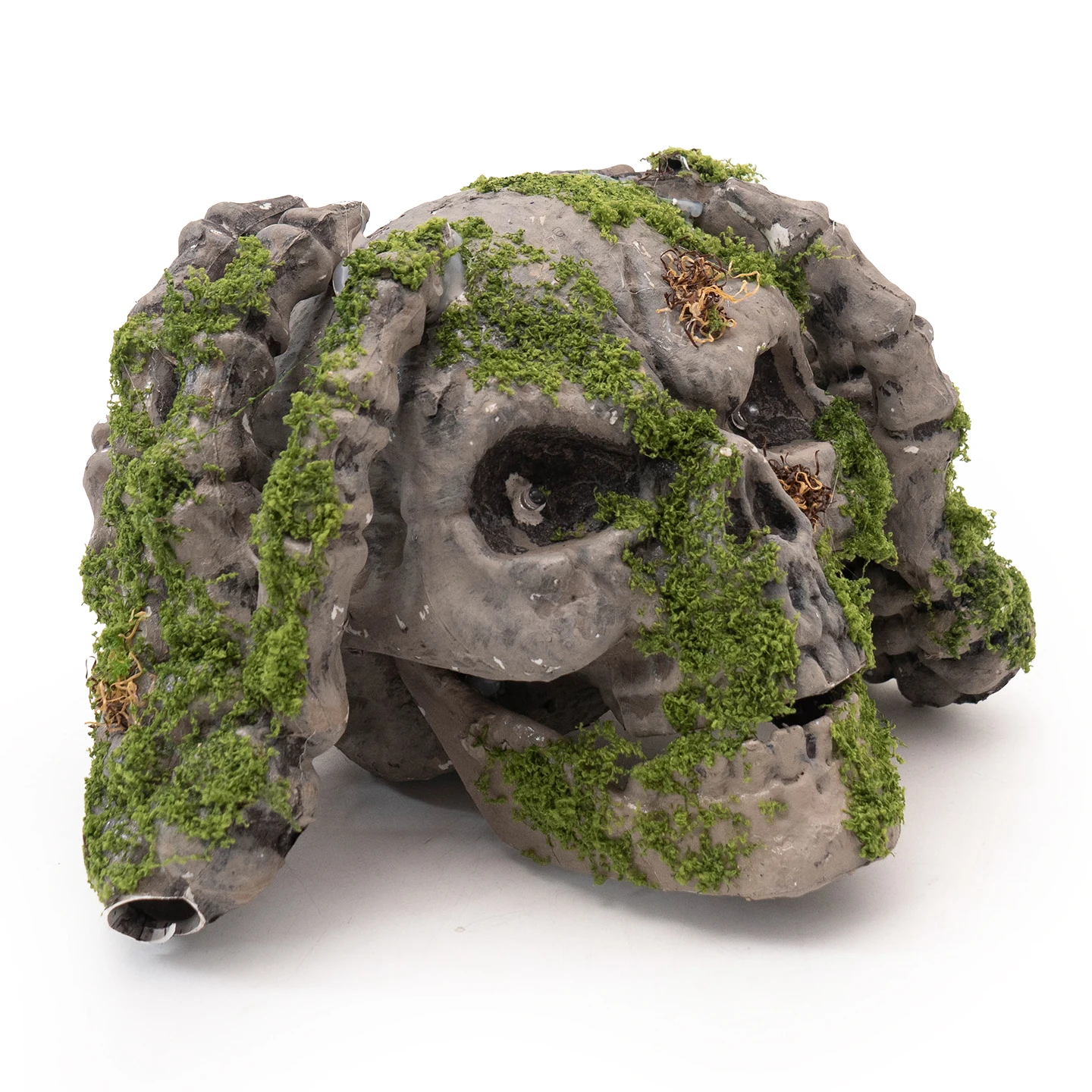 

Halloween moss-covered skull arm skeleton haunted house secret room glowing horror atmosphere decoration ornament