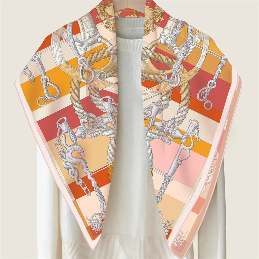 Autumn new fashion 90 square scarf double-sided printed homonym and delicate hand-made curly scarf view 3