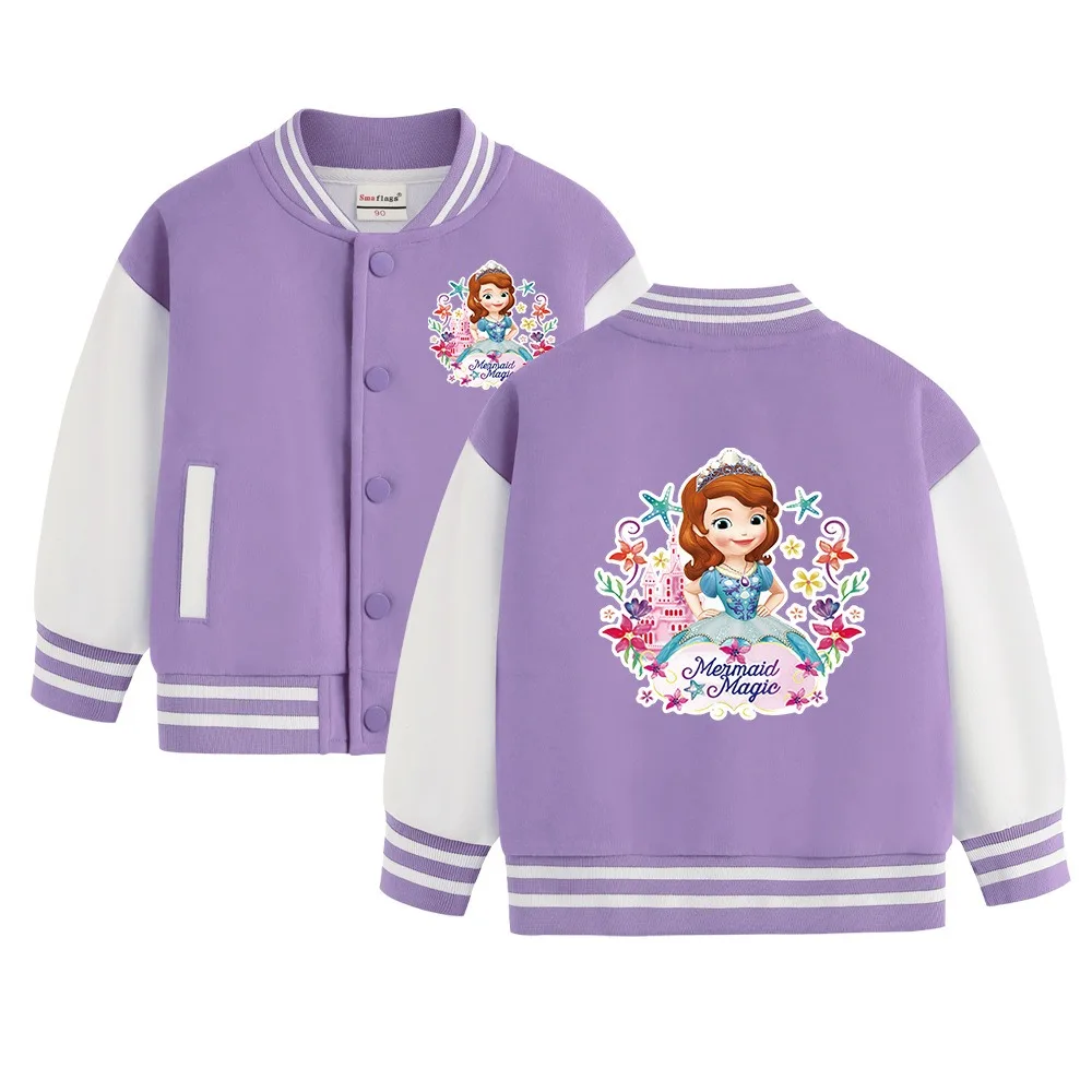 2024 New Pattern Loose Coat Girls Minnie Autumn Children's baseball uniform Sportwear Tops Children Long Sleeve Cartoon Clothing