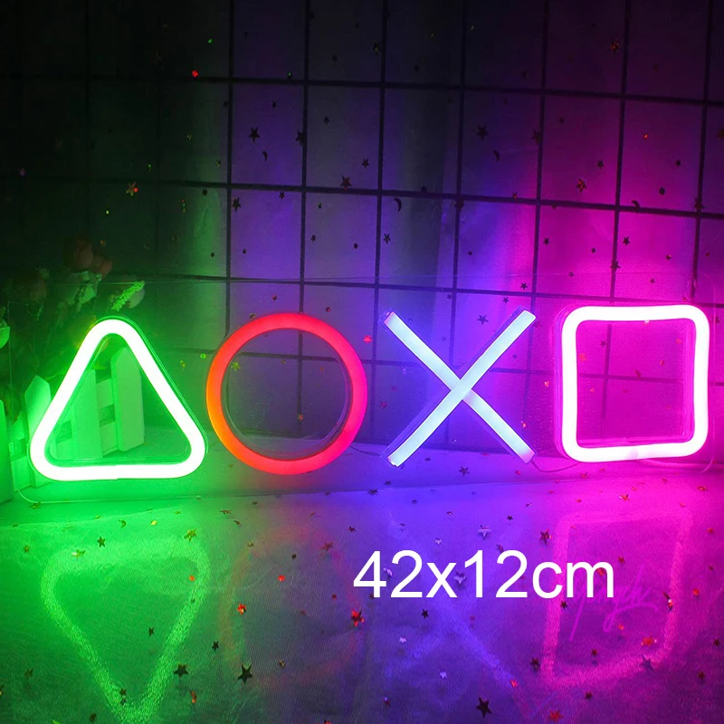 Икона игры PS4 неоновая вывеска на заказ светодиодные неоновые огни для геймера украшение игровой комнаты атмосферная лампа с диммером USB-разъем подарок бара Фото №2