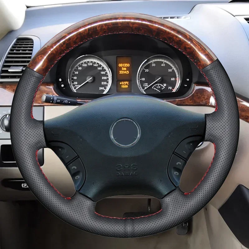 Hand-stitch Genuine Leather peach wood color Steering Wheel Cover For Mercedes Benz Viano W639 Vito 2003-2014 Sprinter 2006-2013