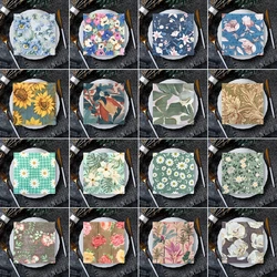 20/8Pcs Mix Elegant Flower Table Decoupage Paper Napkins Green Plants Napkin Paper Tissue for Wedding Party Supplies Wholesale