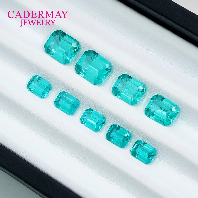 Paraiba Yttrium Aluminium Garnet YAG Loose Stone 4x6mm-10x12mm Emerald Cut Synthetic Lab Paraiba YAG For DIY Making Jewelry