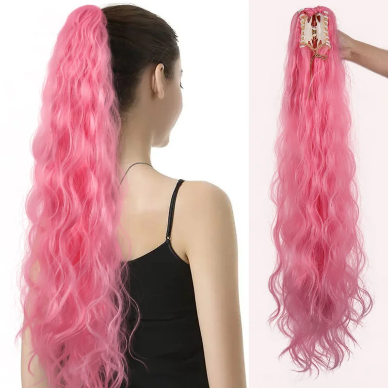 

Long Hair Ponytail Wig for Women, European and American Style Long Curly Hair Claw Clip High Temperature Fiber Wig High Ponytail