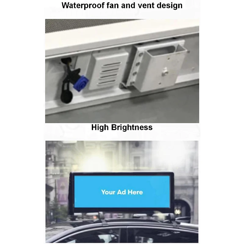 P2.5 مقاوم للماء شاشة الإعلان في الهواء الطلق سيارة أجرة شاشة Led علوية 4G واي فاي التحكم سيارة أجرة Led عرض شاشة سقف السيارة العلوي