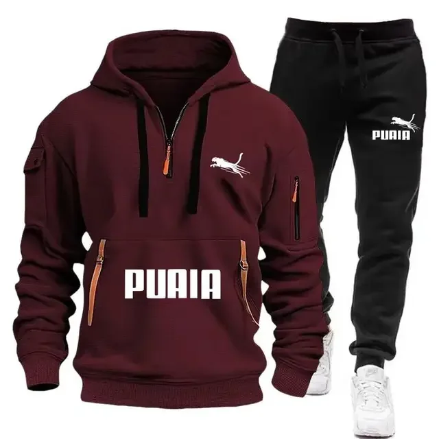 

Autumn and winter new men's sports suit, fashion multi-pocket sports hoodie + casual pants 2 sets, large size men's leisure suit