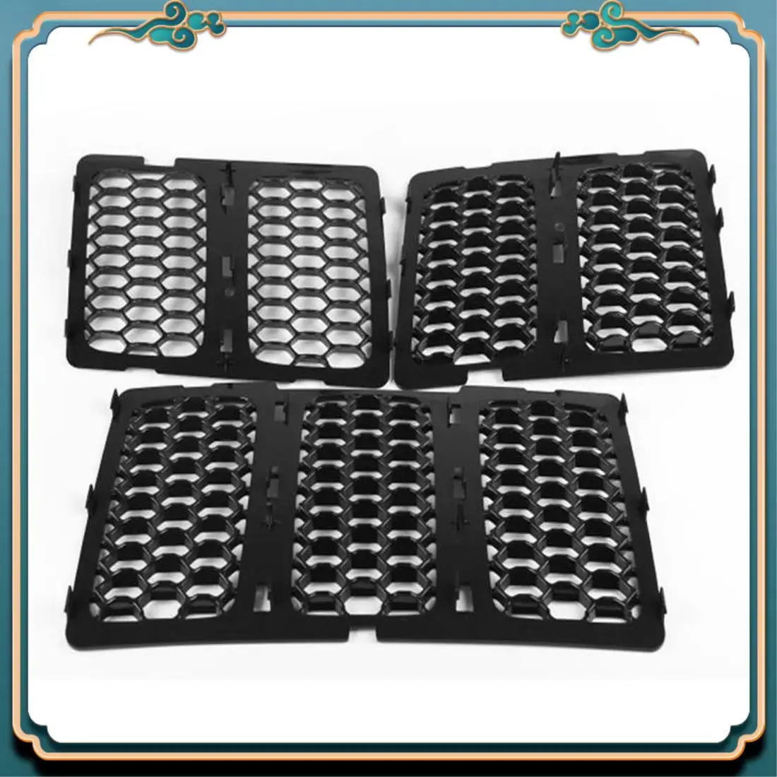 

A42M-Car Black Front Grille Inserts Trim Mesh Kit For Jeep Grand Cherokee 2014-2016
