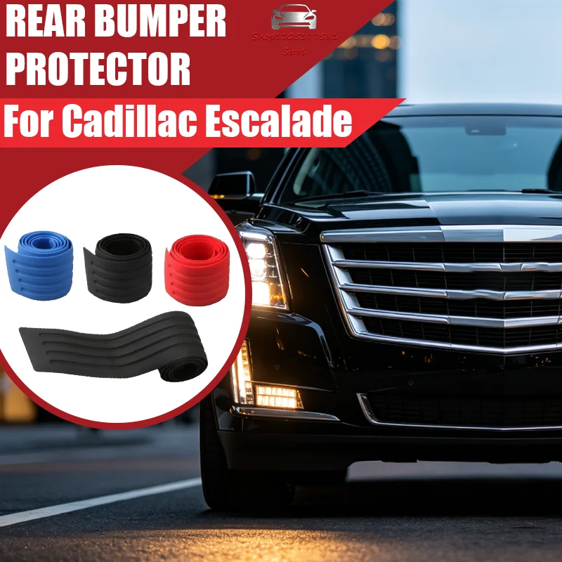 For Cadillac Escalade Car Trunk Door Sill Plate Protector Anti-Scratch Rear Bumper Guard Rubber Mouldings Pad Trim