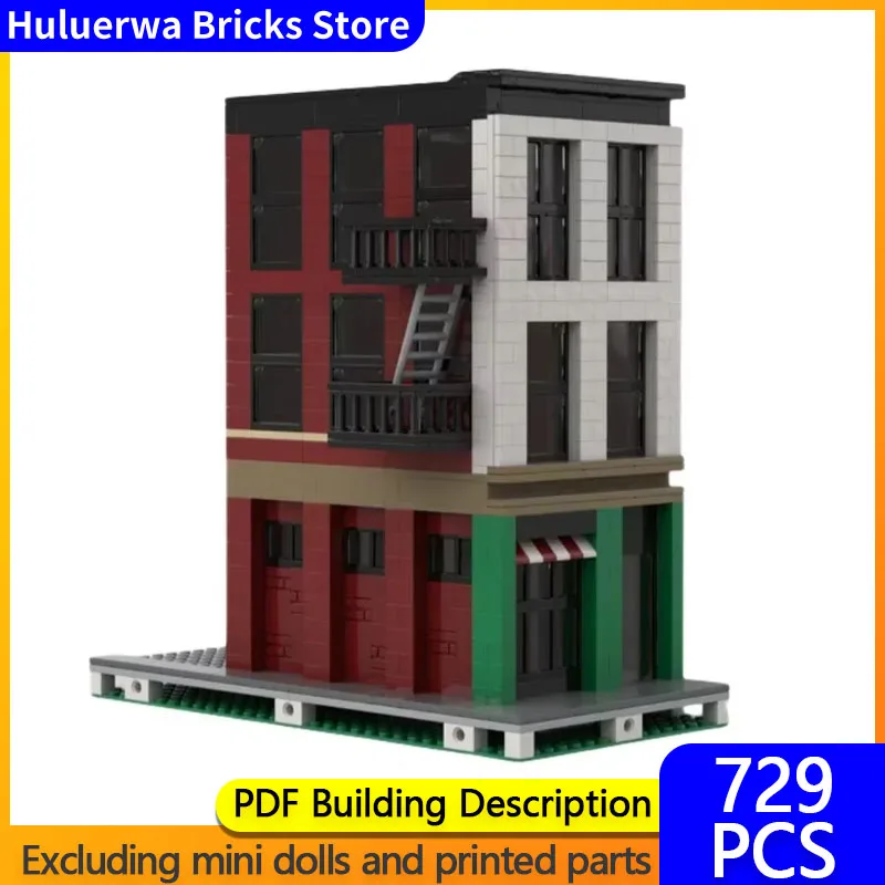 Street View Model MOC Building Bricks New York Apartment House Modular Technology Gifts Holiday Assemble Children Toys Suit