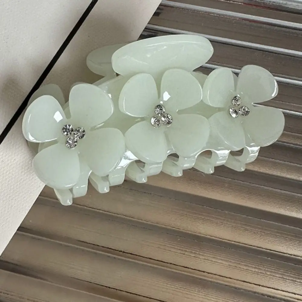

Crystal Flower Hair Grab Clip Korean Style High Ponytail Clip Acetic Acid Hair Claw Headwear Geometry Shark Clip Daily