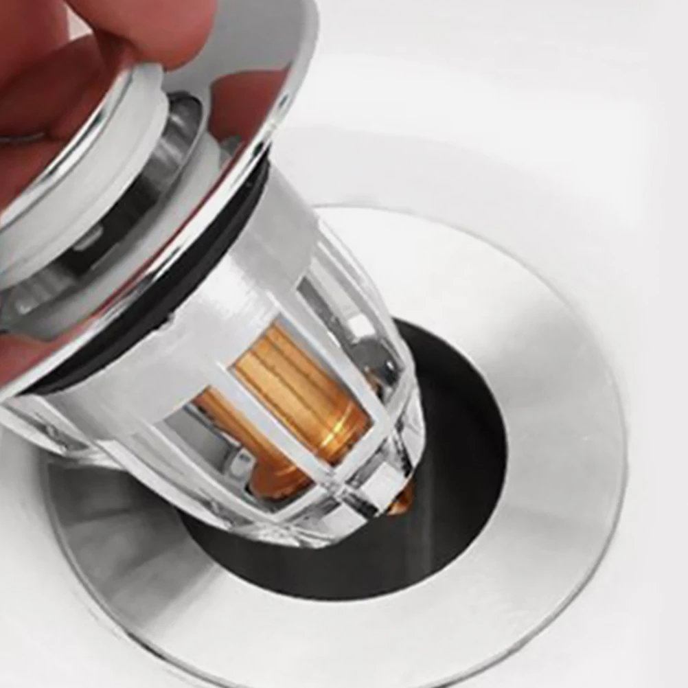 

2pcs Press-Type Flip Cover Sink Drain Stopper Built-In Anti-Clogging Filter Abs Copper Material Easy Clean Durable Bathroom