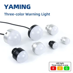 Indicador de alarme LED de três cores, impermeável, hemisférico, circular, metal, 24V, máquina-ferramenta, luz de sinal, 30mm, 50mm, 70mm